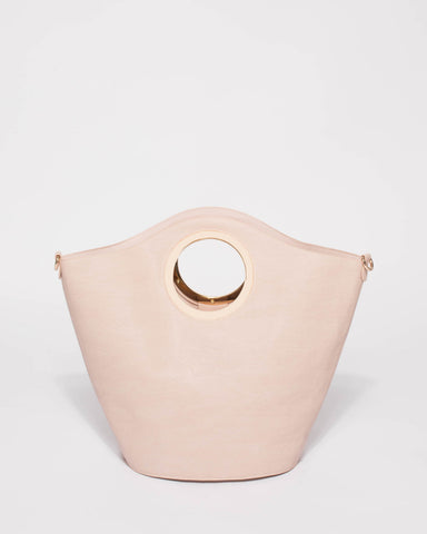 Pink Ayala Circle Handle Tote Bag