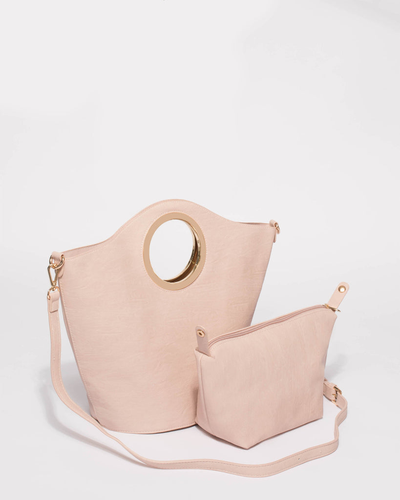 Pink Ayala Circle Handle Tote Bag