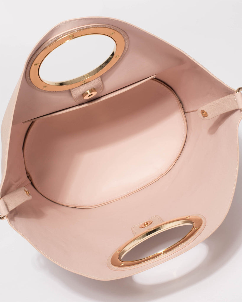 Pink Ayala Circle Handle Tote Bag