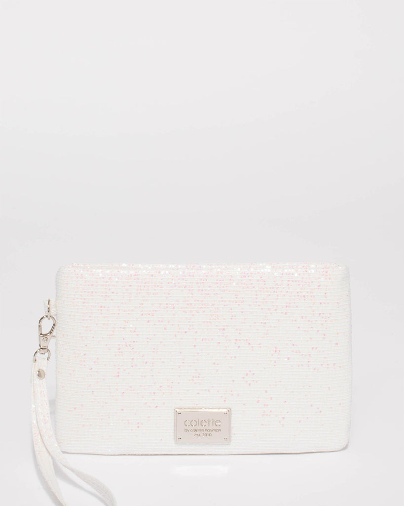 White Frances Purse With Silver Hardware