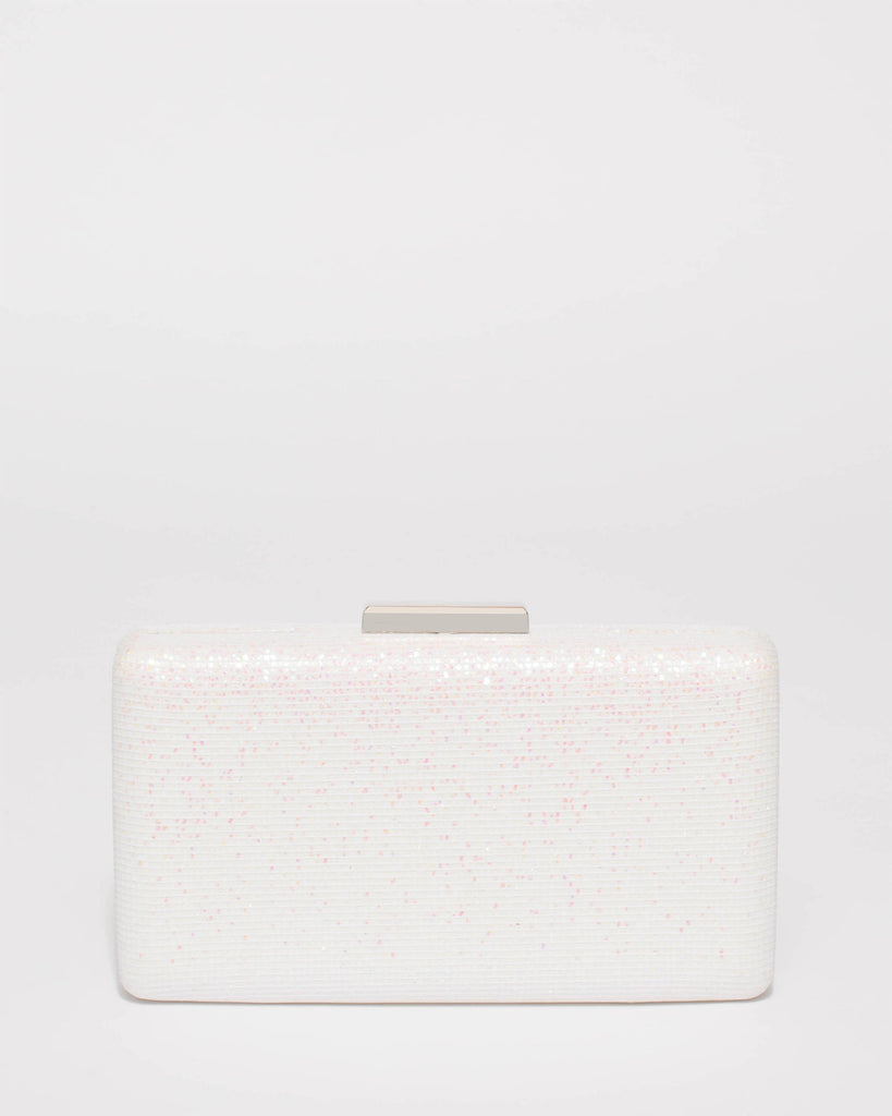 White Callie Hardcase Clutch Bag