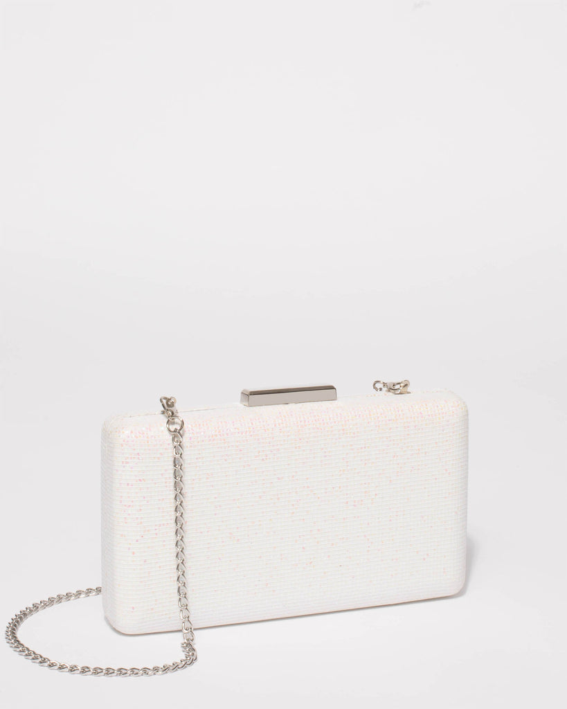 White Callie Hardcase Clutch Bag