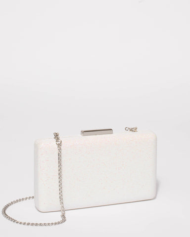 White Callie Hardcase Clutch Bag