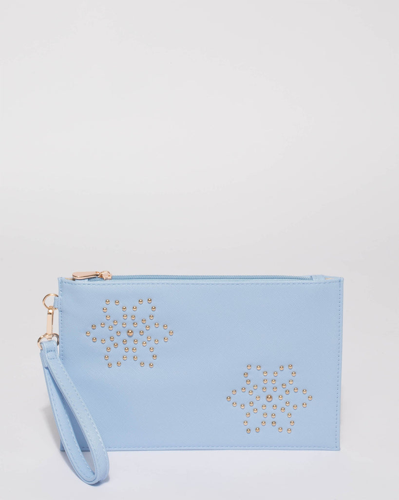 Blue Flower Stud Wristlet