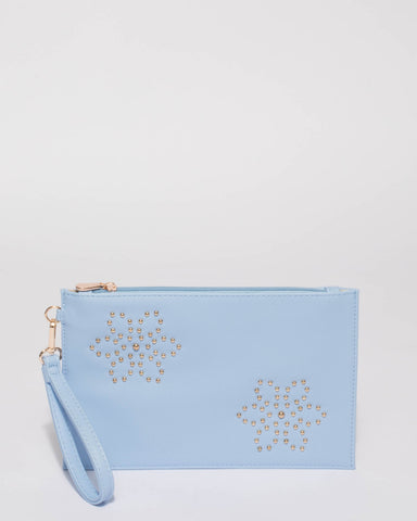 Blue Flower Stud Wristlet