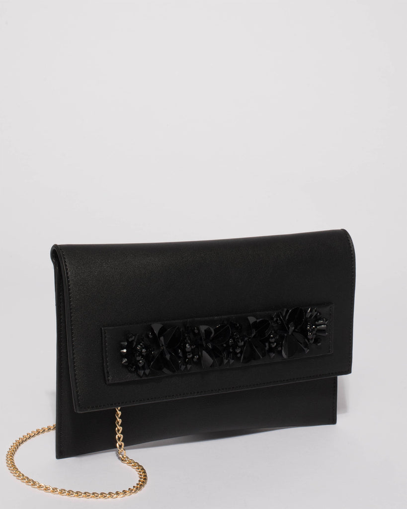 Black Nancy Embellished Clutch Bag