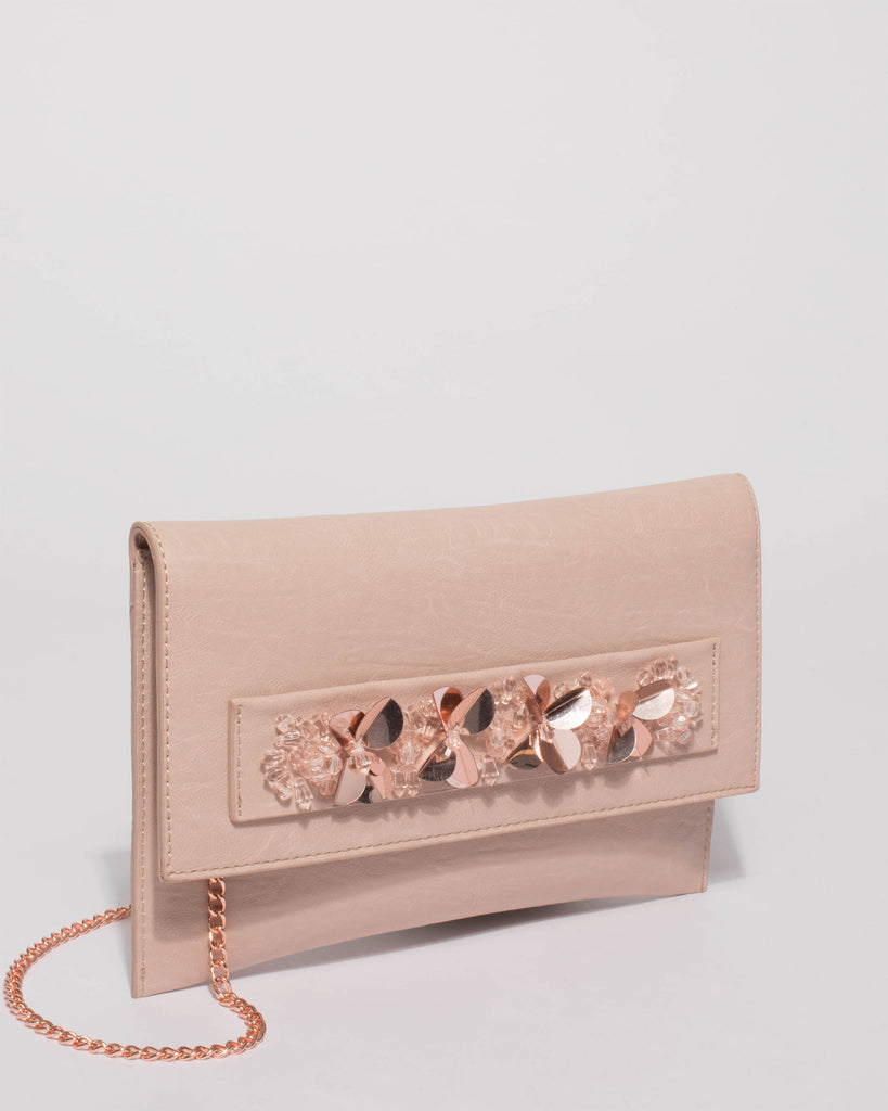 Pink Nancy Embellished Clutch Bag