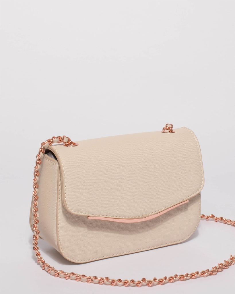 Ivory Saffiano Tara Mini Crossbody Bag