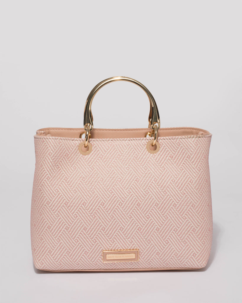 Pink Weave Florence Medium Tote Bag