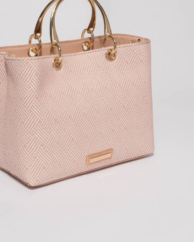 Pink Weave Florence Medium Tote Bag