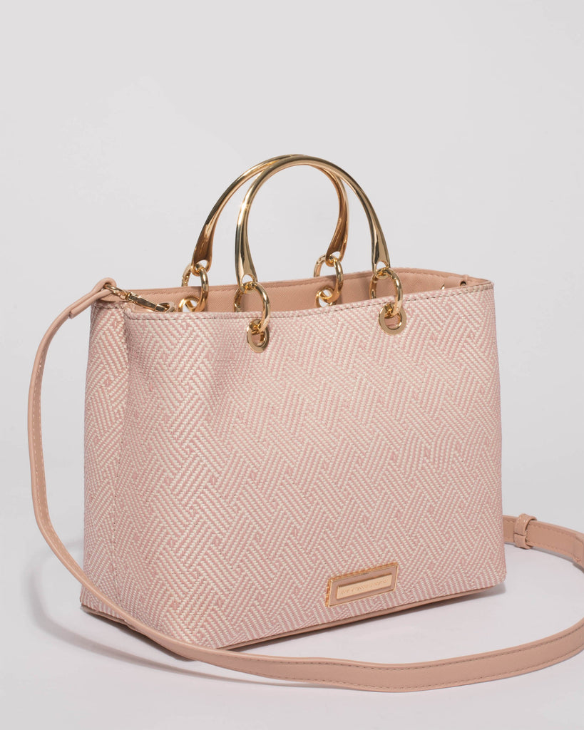 Pink Weave Florence Medium Tote Bag