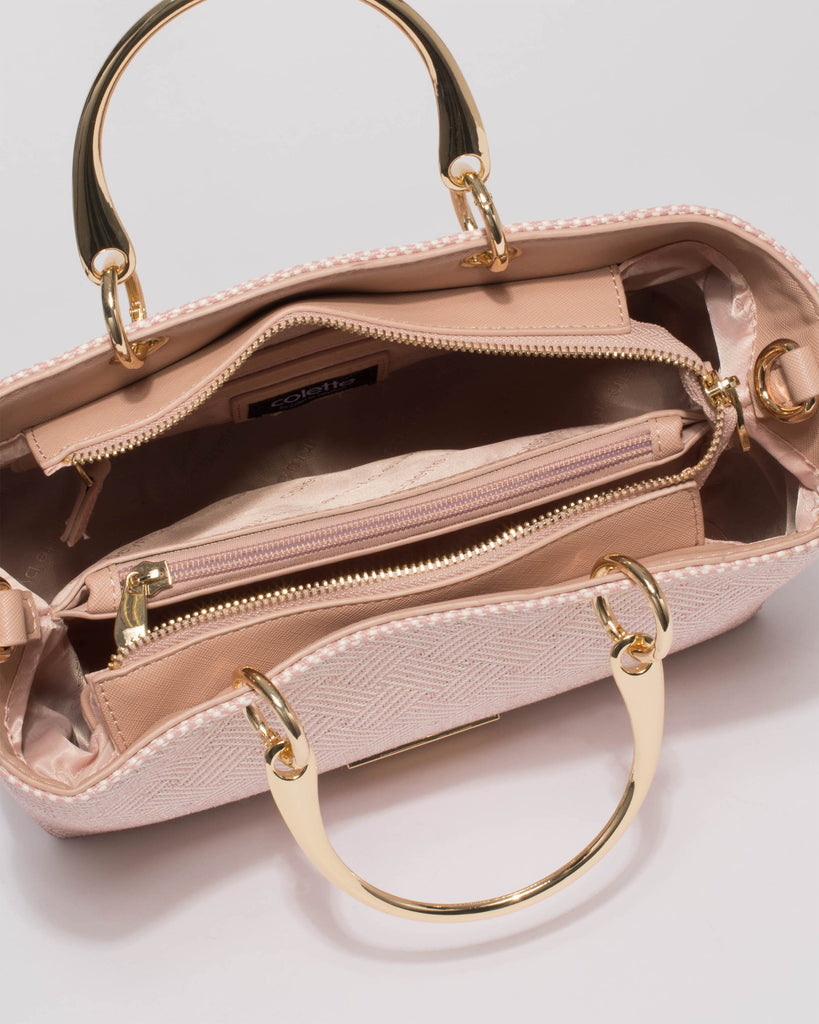 Pink Weave Florence Medium Tote Bag