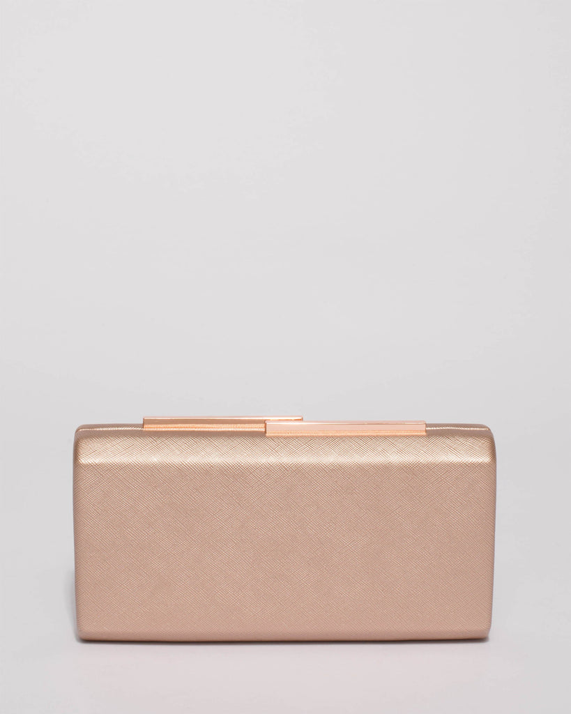 Rose Gold Tegan Hardcase Clutch Bag