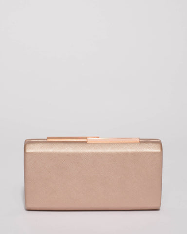 Rose Gold Tegan Hardcase Clutch Bag