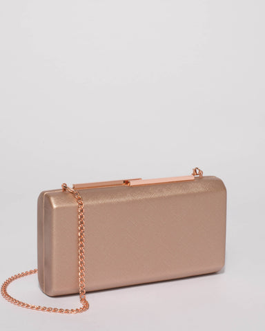 Rose Gold Tegan Hardcase Clutch Bag