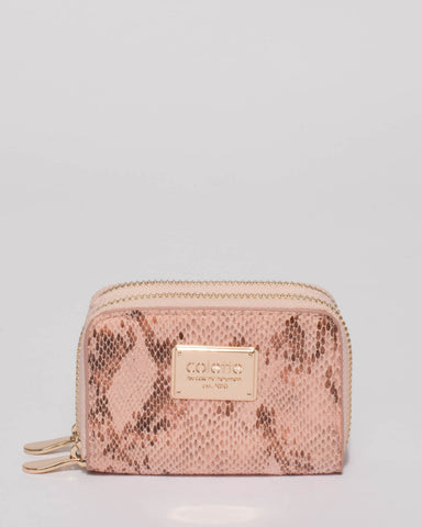 Pink Snake Skin Debbie Zip Purse