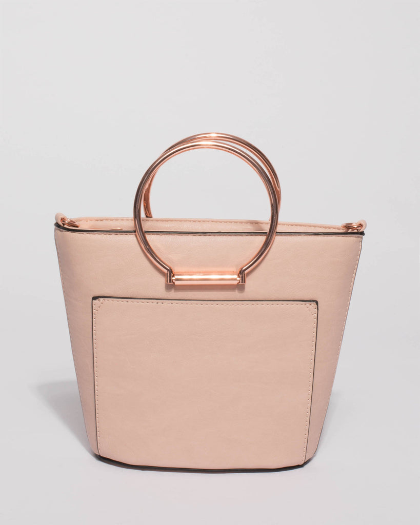 Pink Circle Handles Mini Tote Bag