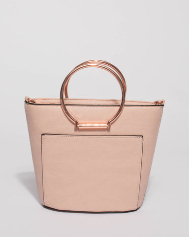 Pink Circle Handles Mini Tote Bag