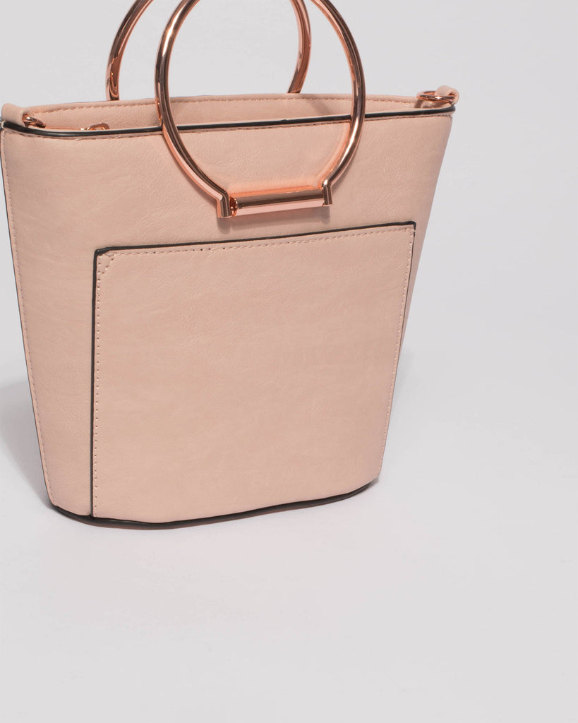 Pink Circle Handles Mini Tote Bag