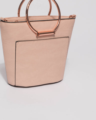 Pink Circle Handles Mini Tote Bag
