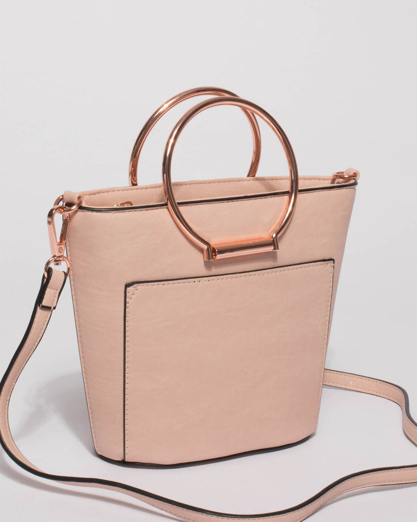 Pink Circle Handles Mini Tote Bag