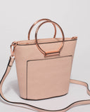 Pink Circle Handles Mini Tote Bag