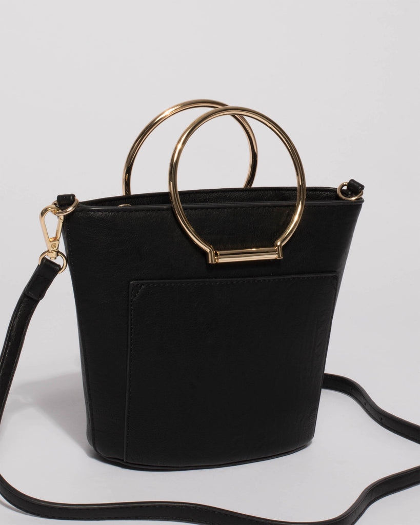 Black Circle Handles Mini Tote Bag