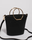 Black Circle Handles Mini Tote Bag