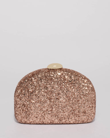 Rose Gold Glitter Erica Hardcase Clutch Bag