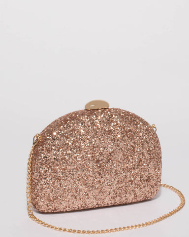Rose Gold Glitter Erica Hardcase Clutch Bag