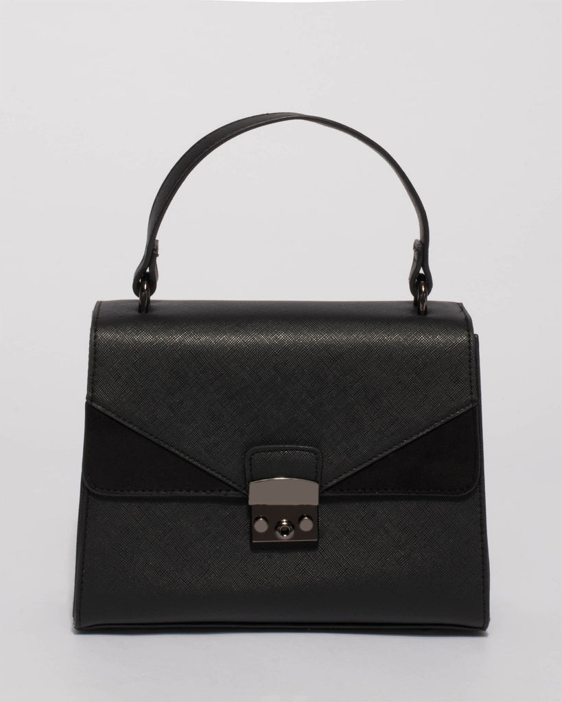 Black Carly Top Handle Mini Tote Bag