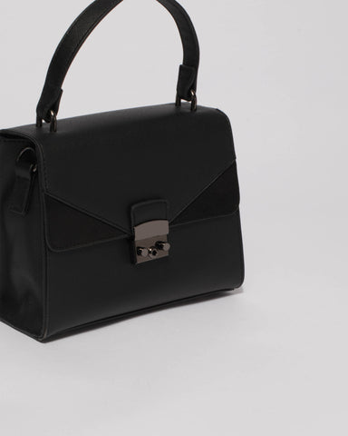 Black Carly Top Handle Mini Tote Bag