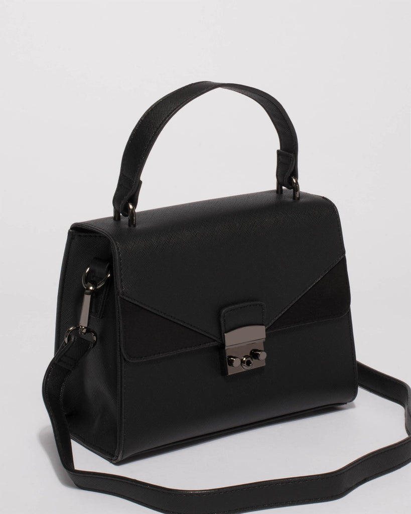 Black Carly Top Handle Mini Tote Bag