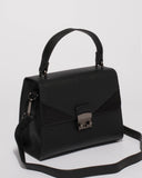 Black Carly Top Handle Mini Tote Bag