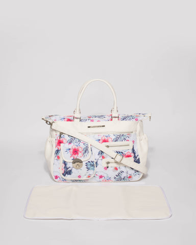 White Pocket And Zip Baby Bag