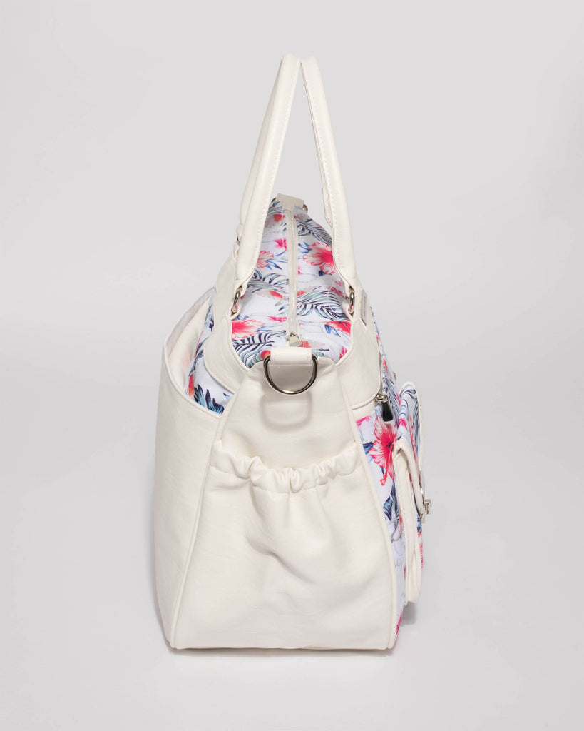 White Pocket And Zip Baby Bag