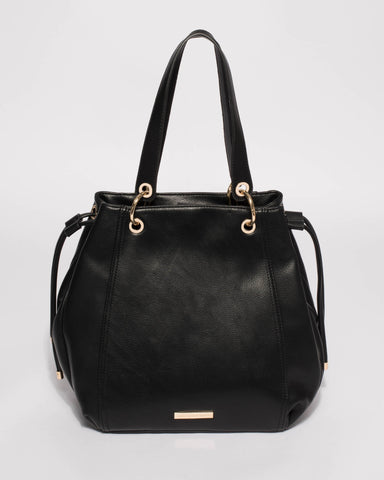 Black Emalee Ring Slouch Tote Bag