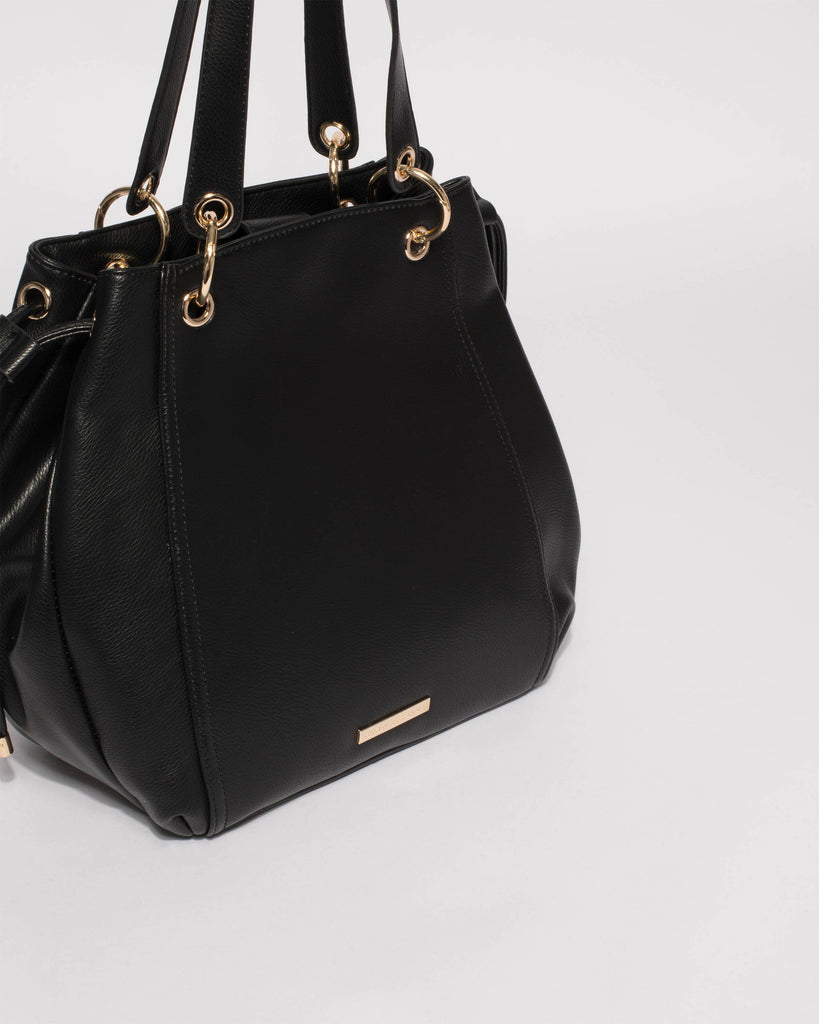 Black Emalee Ring Slouch Tote Bag