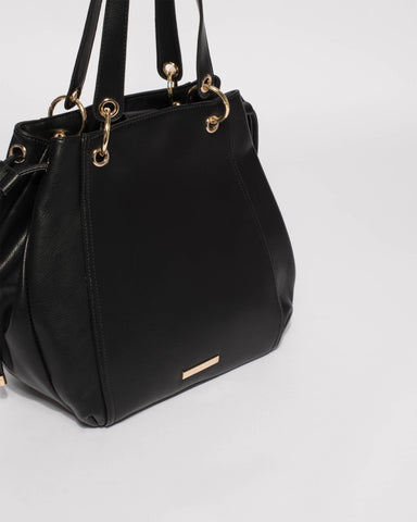 Black Emalee Ring Slouch Tote Bag