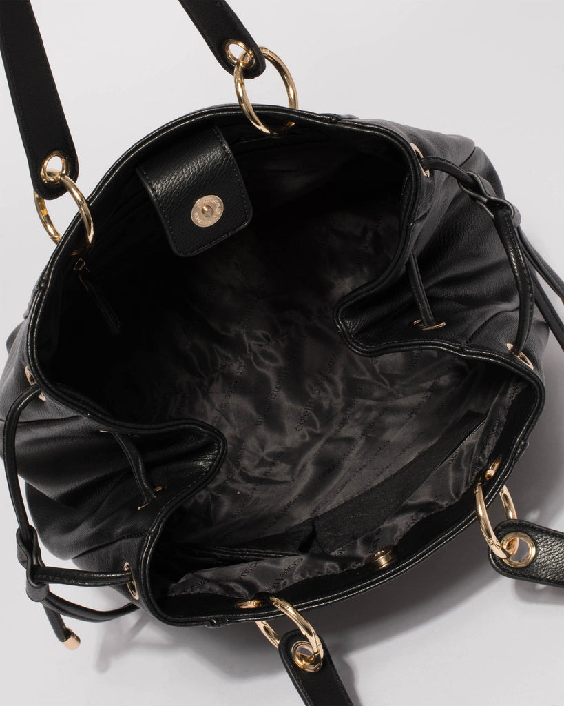 Black Emalee Ring Slouch Tote Bag