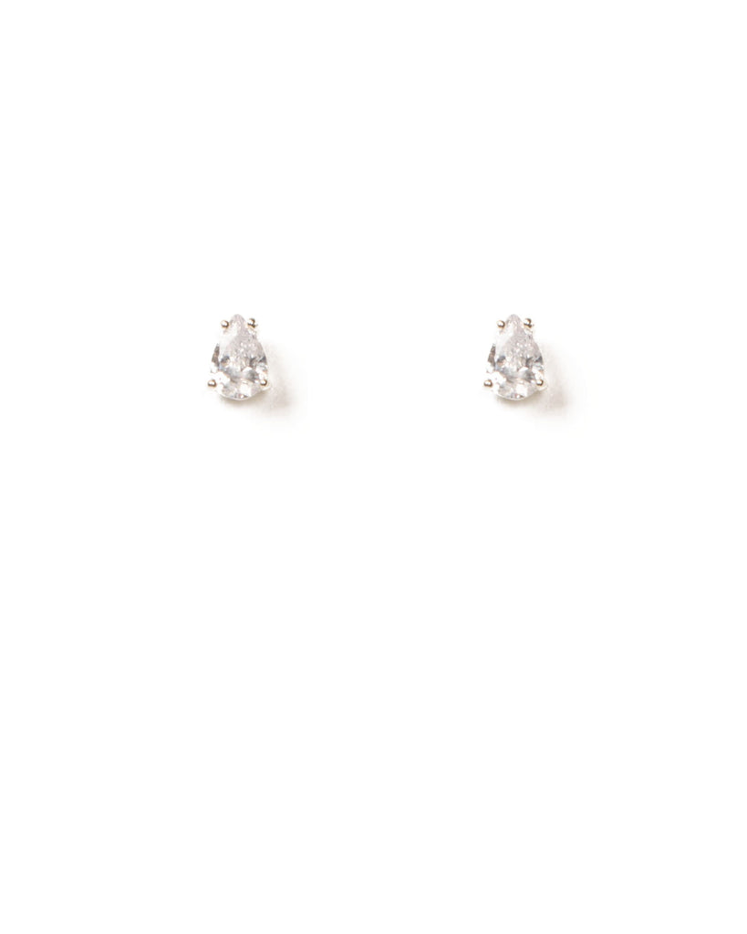 Cubic Zirconia Silver Tone Crystal Stud Earrings