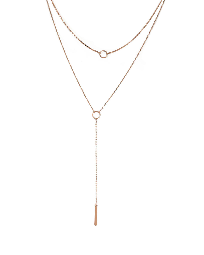 Rose Gold Tone Circle Choker And Lariat Fine Necklace