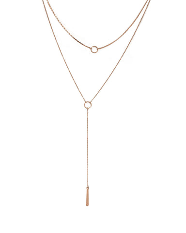 Rose Gold Tone Circle Choker And Lariat Fine Necklace