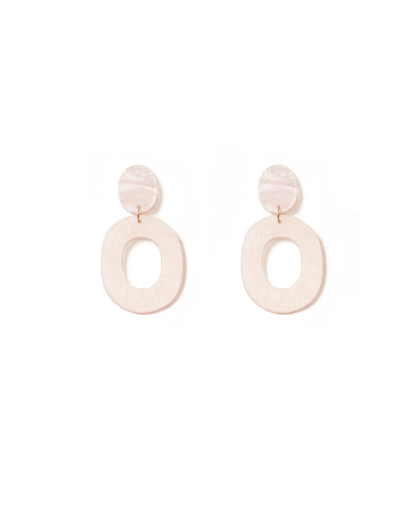 Pink Gold Tone Large Acrylic Ring Statement Earrings