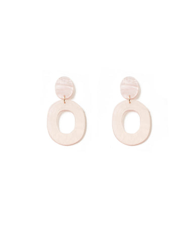 Pink Gold Tone Large Acrylic Ring Statement Earrings