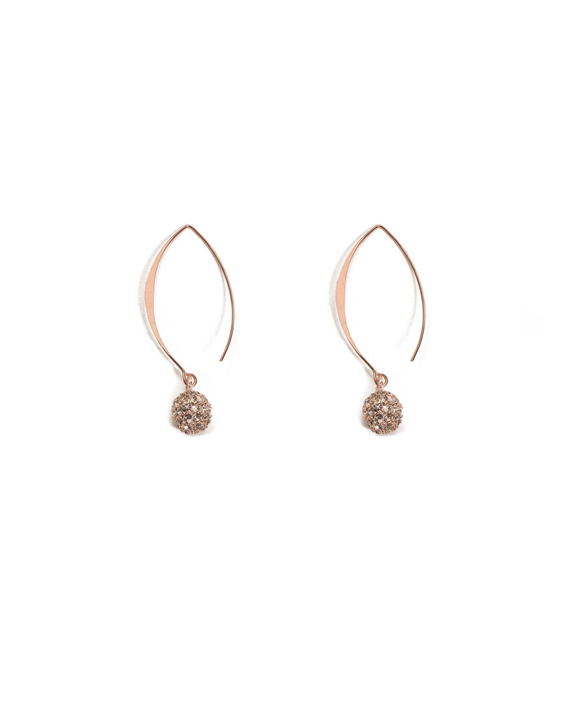 Crystal Rose Gold Tone Hoop With Diamante Ball Earrings