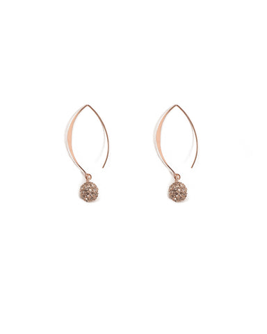 Crystal Rose Gold Tone Hoop With Diamante Ball Earrings