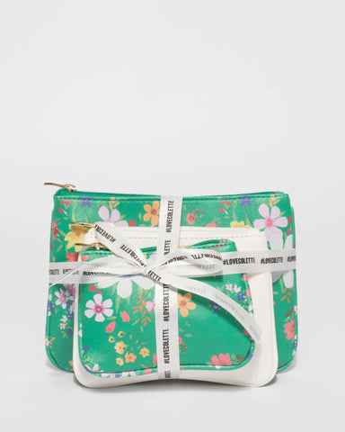 Green Floral Purse Gift Set