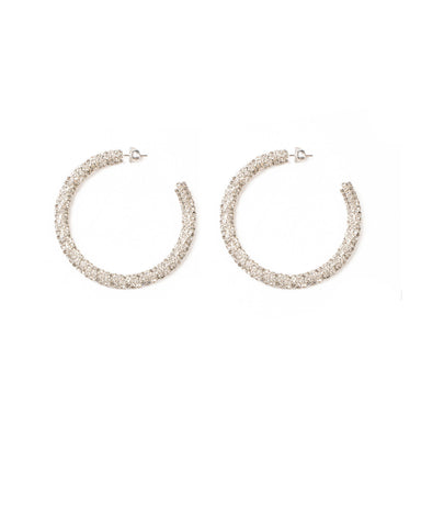 Crystal Silver Tone Diamante Encrusted Hoop Earrings