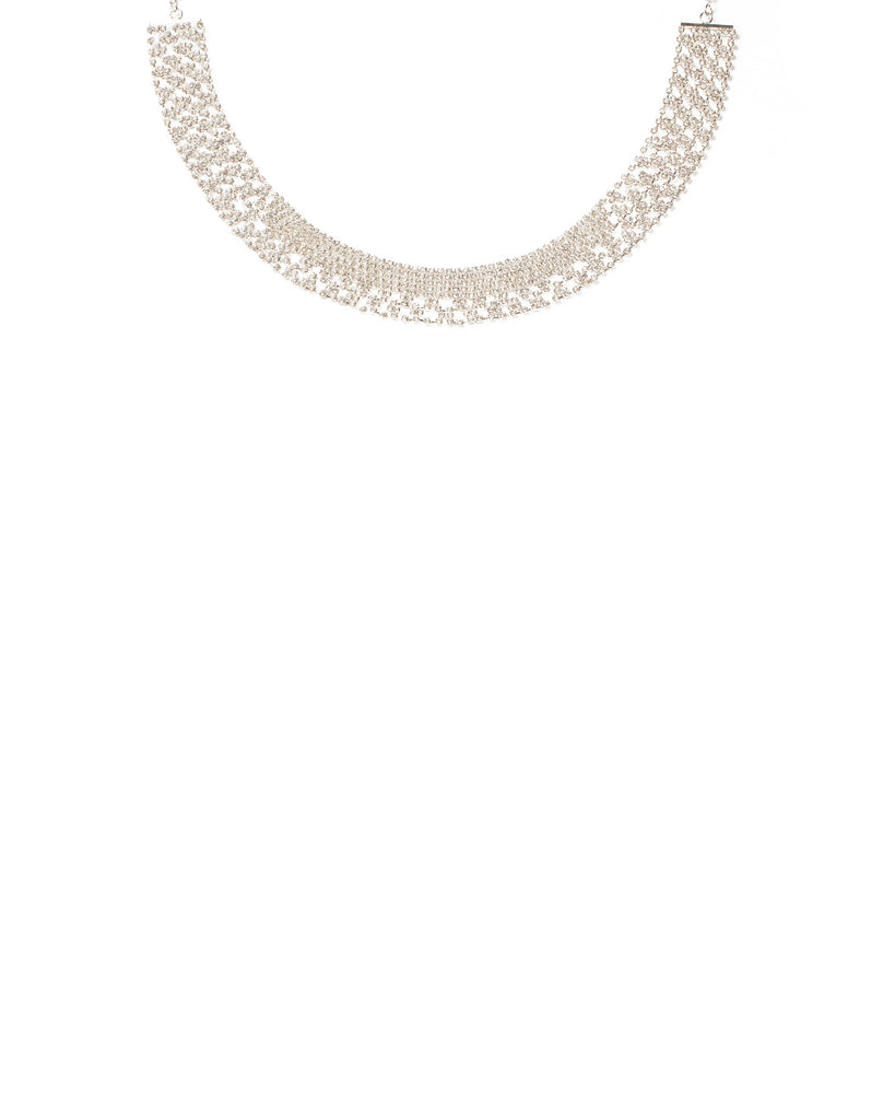 Crystal Silver Tone Diamante Encrusted Statement Necklace